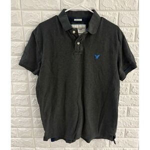 AMERICAN EAGLE MENS‎ POLO SHIRT SIZE LARGE GRAY ATHLETIC FIT SHORT SLEEVE